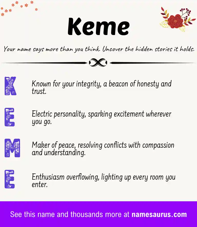 Acrostic poem about Keme.