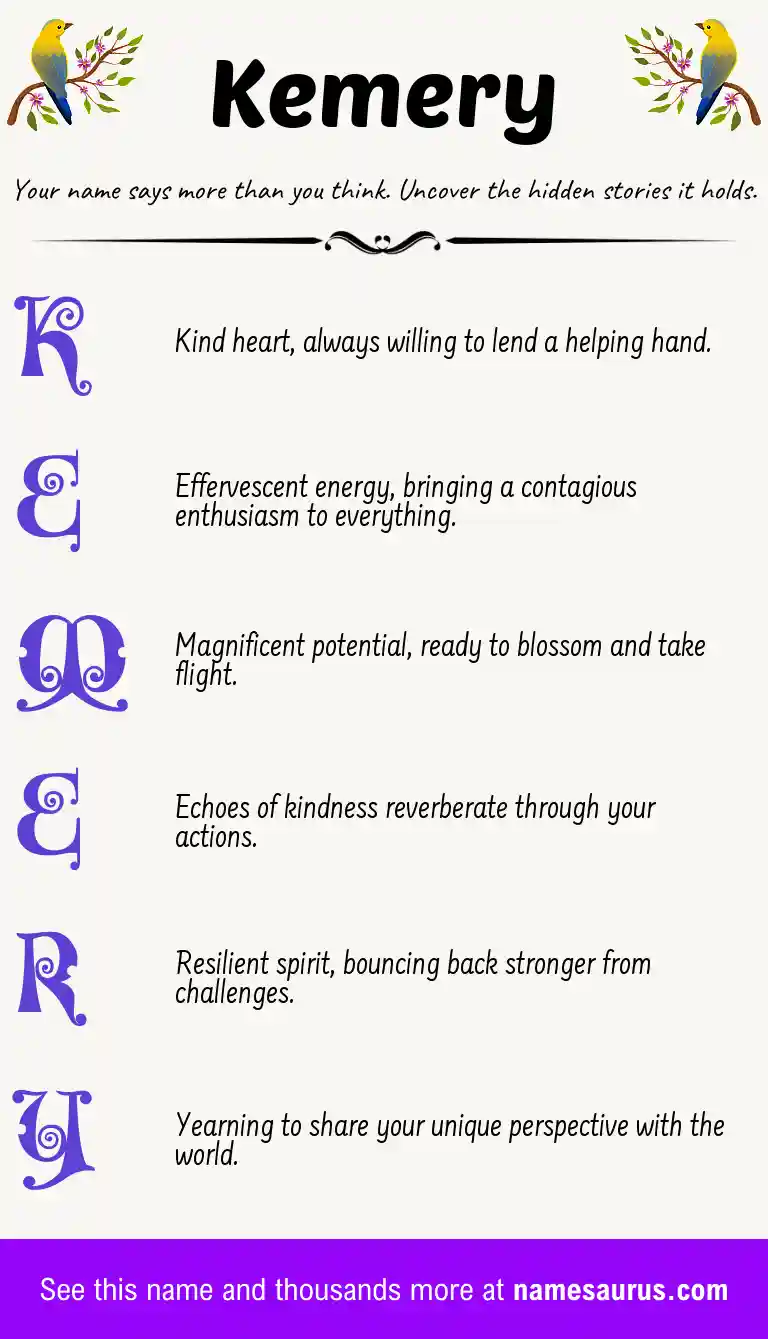 Acrostic poem about Kemery.
