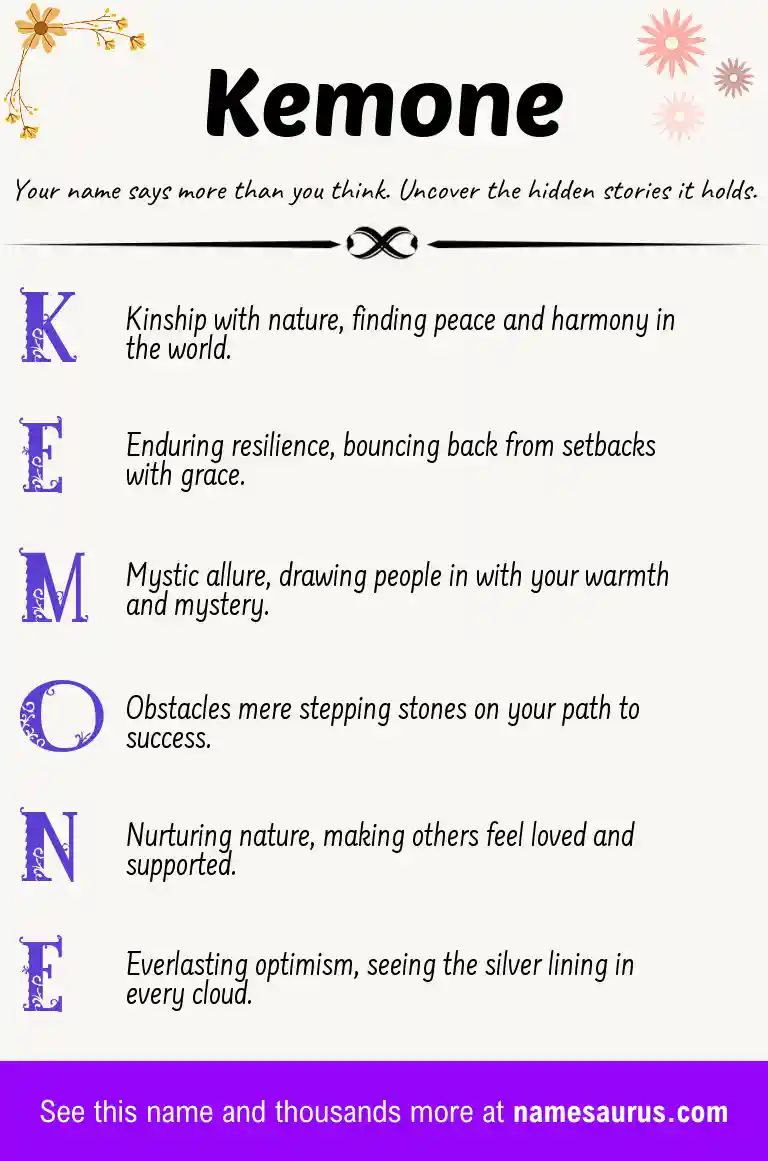 Acrostic poem about Kemone.