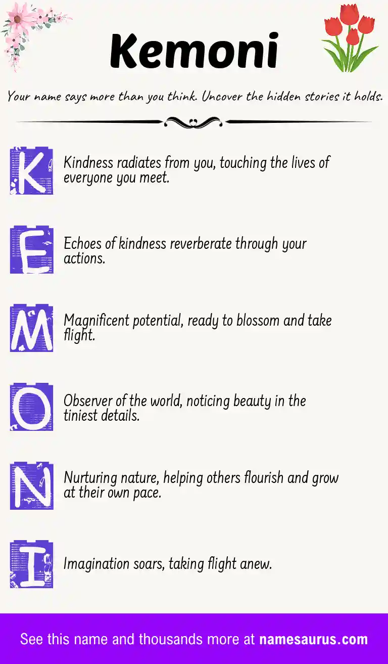 Acrostic poem about Kemoni.