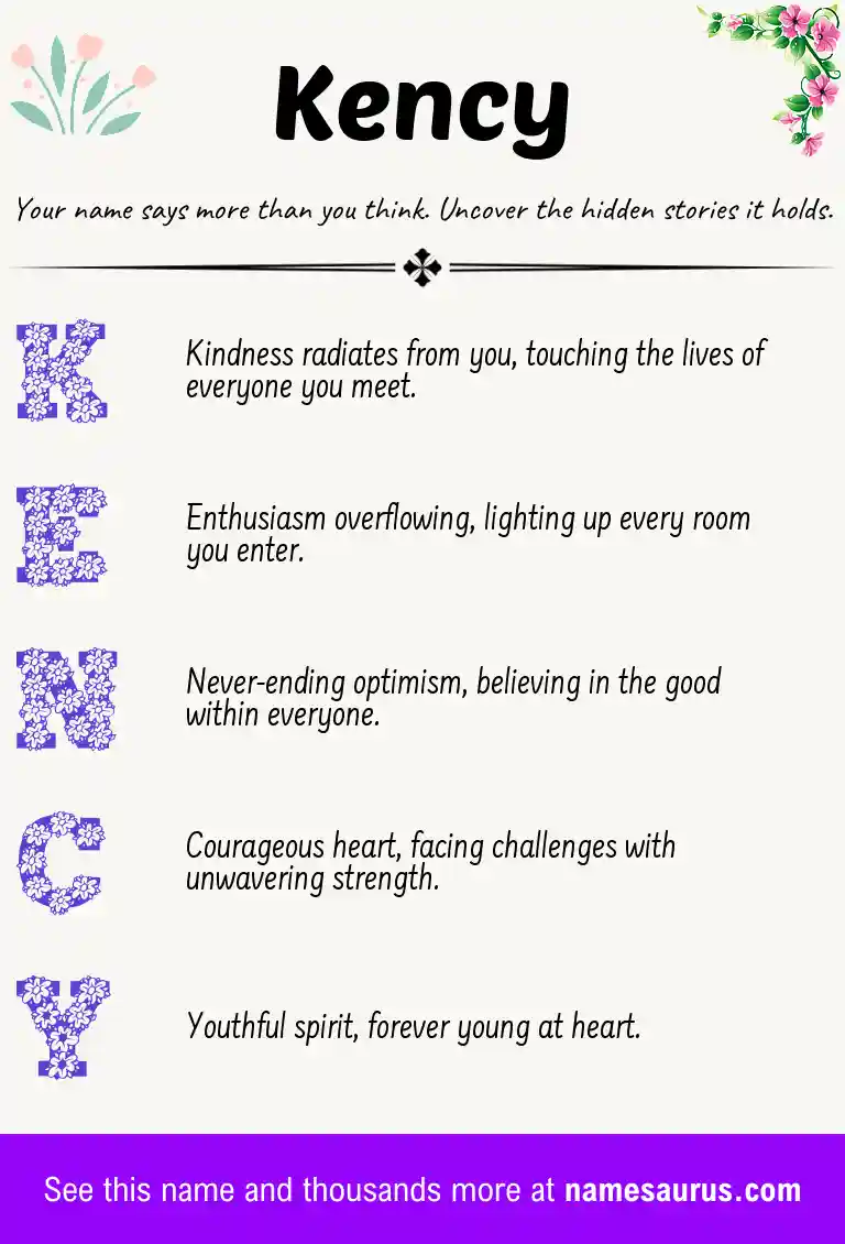 Acrostic poem about Kency.