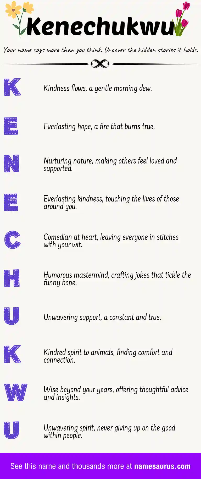 Acrostic poem about Kenechukwu.