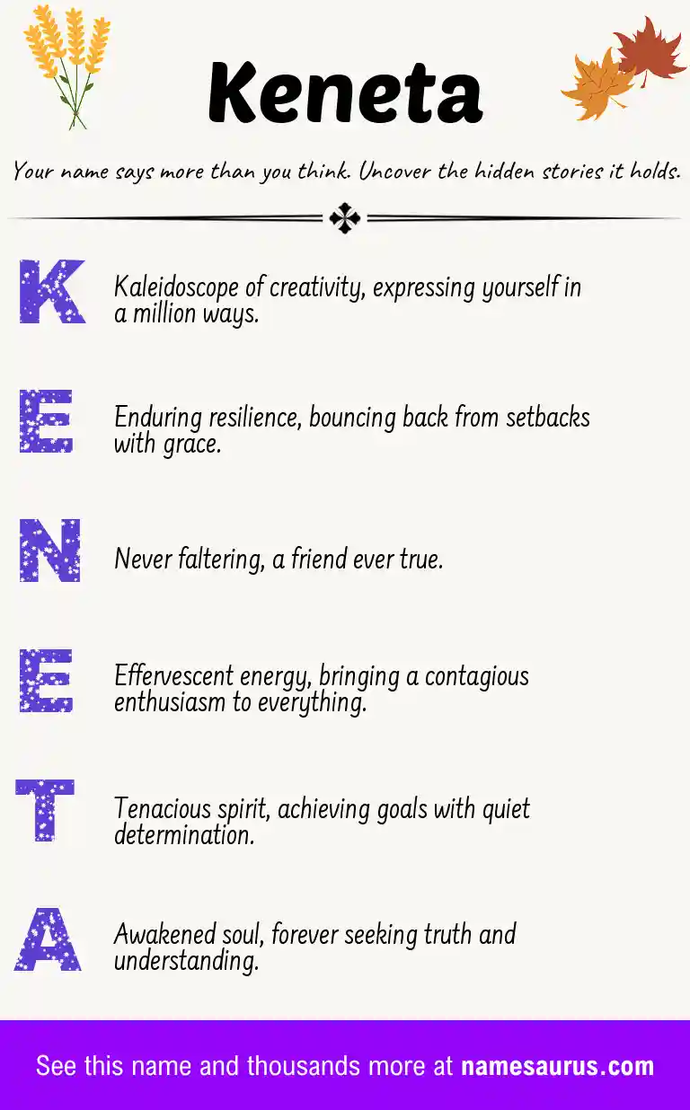 Acrostic poem about Keneta.