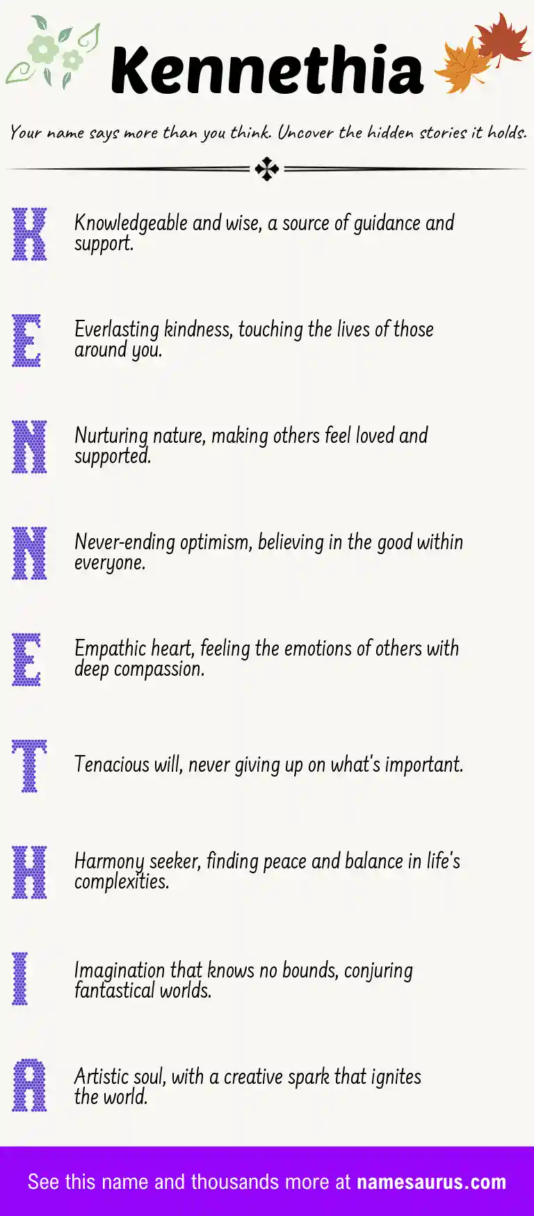 Acrostic poem about Kennethia.