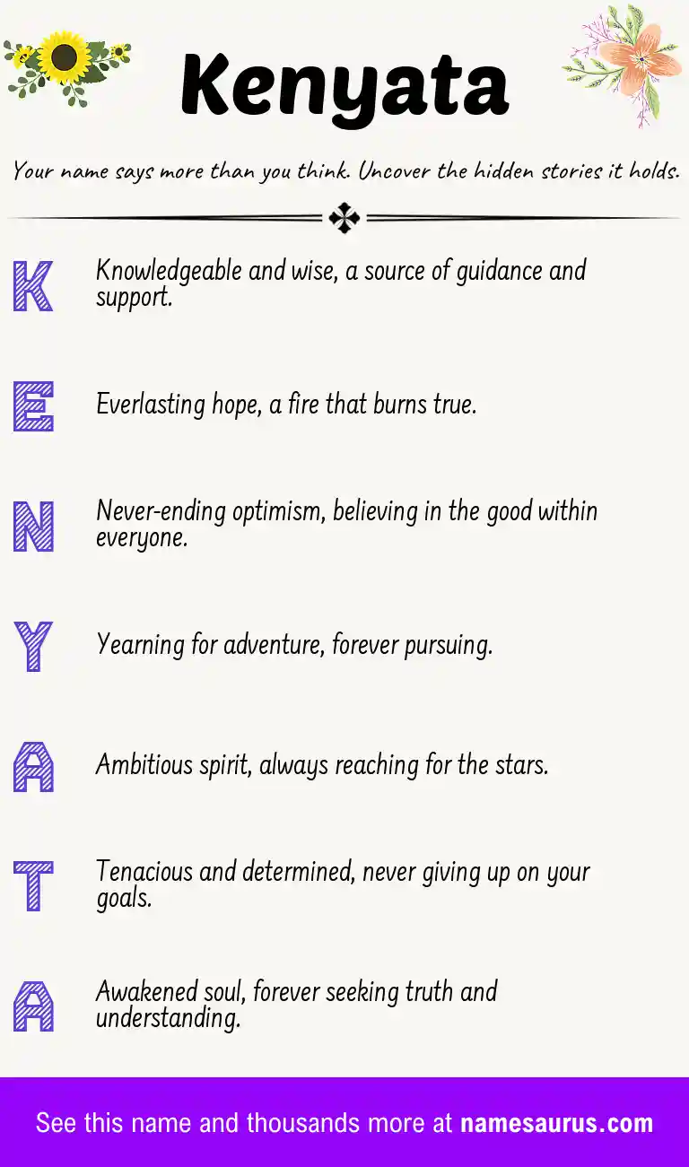 Acrostic poem about Kenyata.