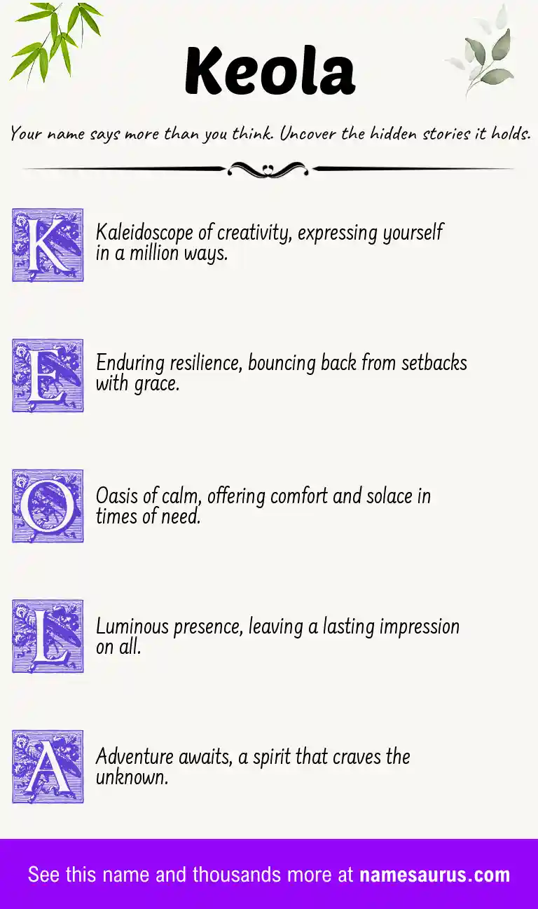Acrostic poem about Keola.