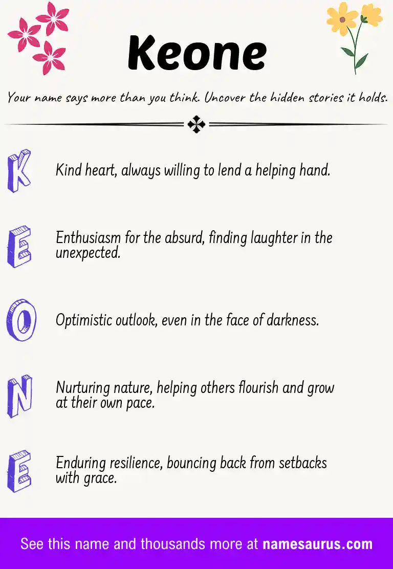Acrostic poem about Keone.