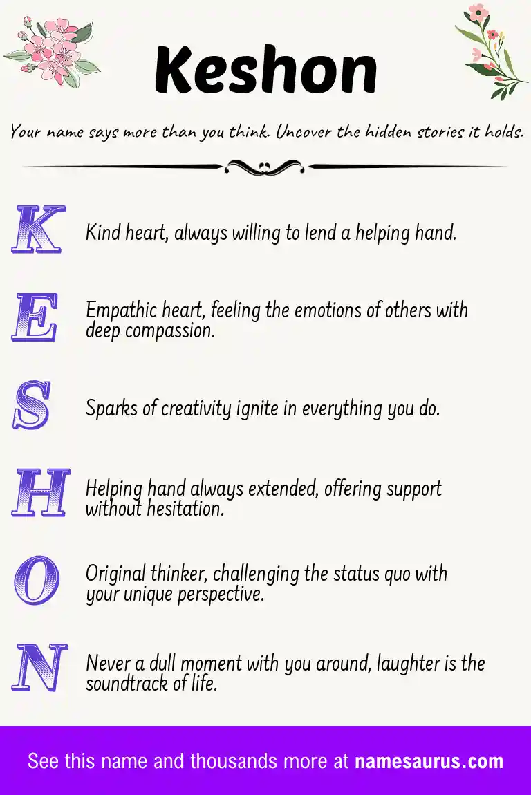 Acrostic poem about Keshon.