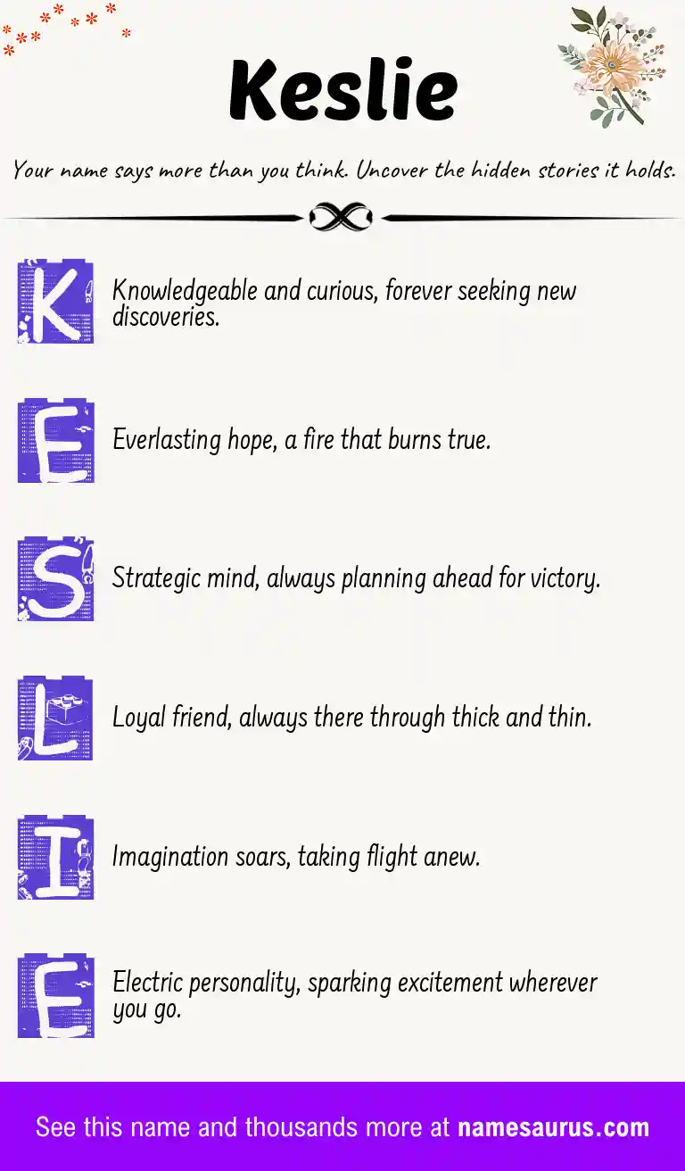 Acrostic poem about Keslie.