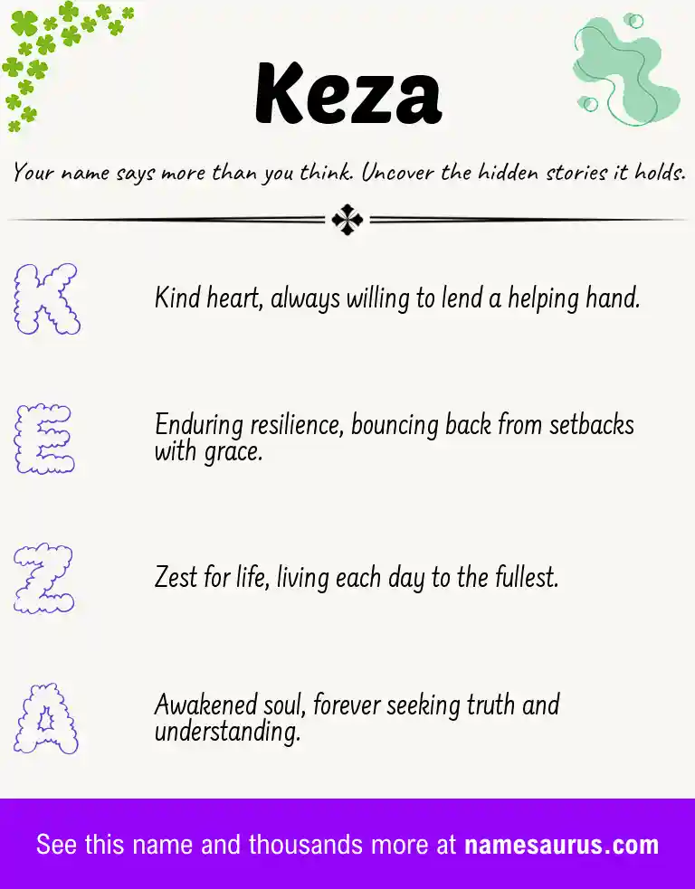 Acrostic poem about Keza.