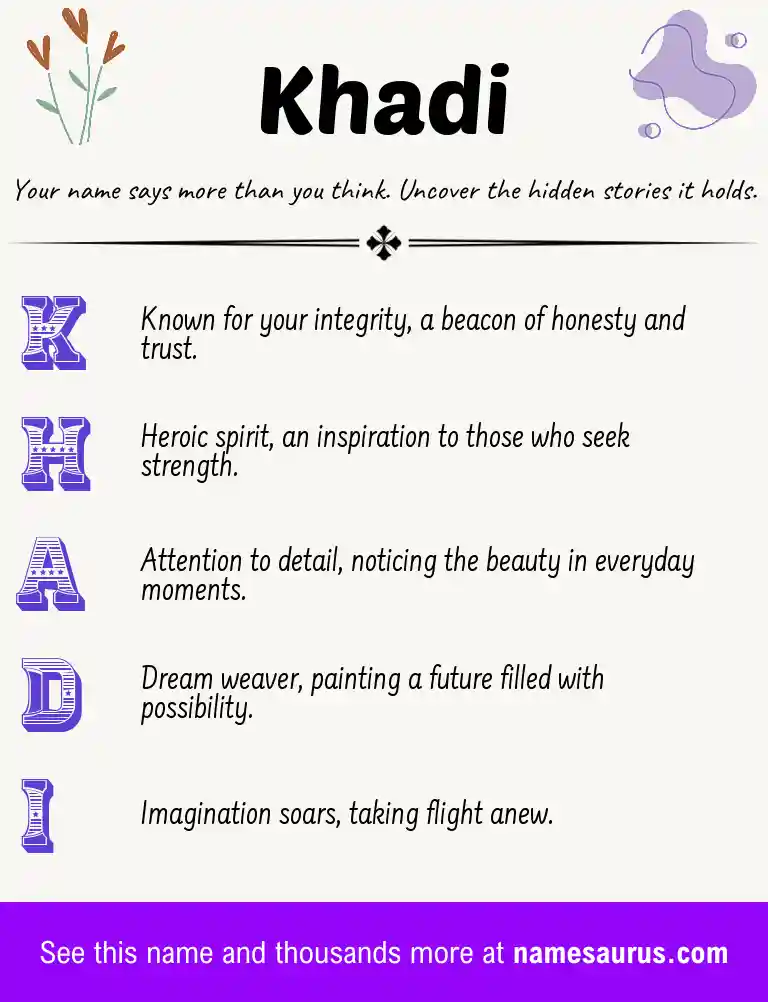 Acrostic poem about Khadi.