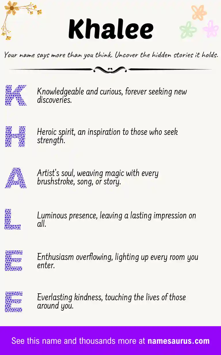 Acrostic poem about Khalee.