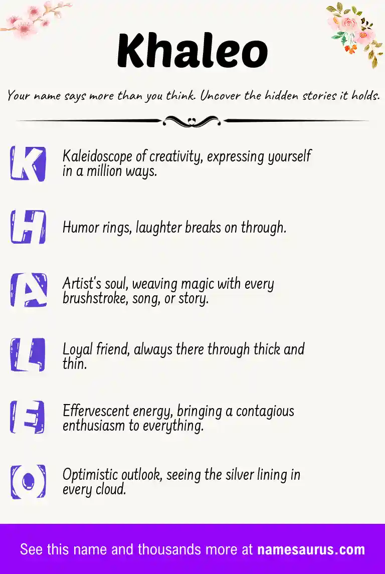 Acrostic poem about Khaleo.