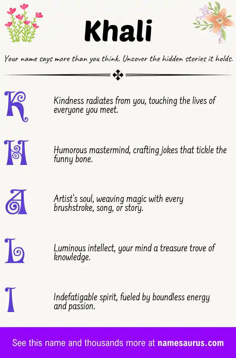 Acrostic poem about Khali.
