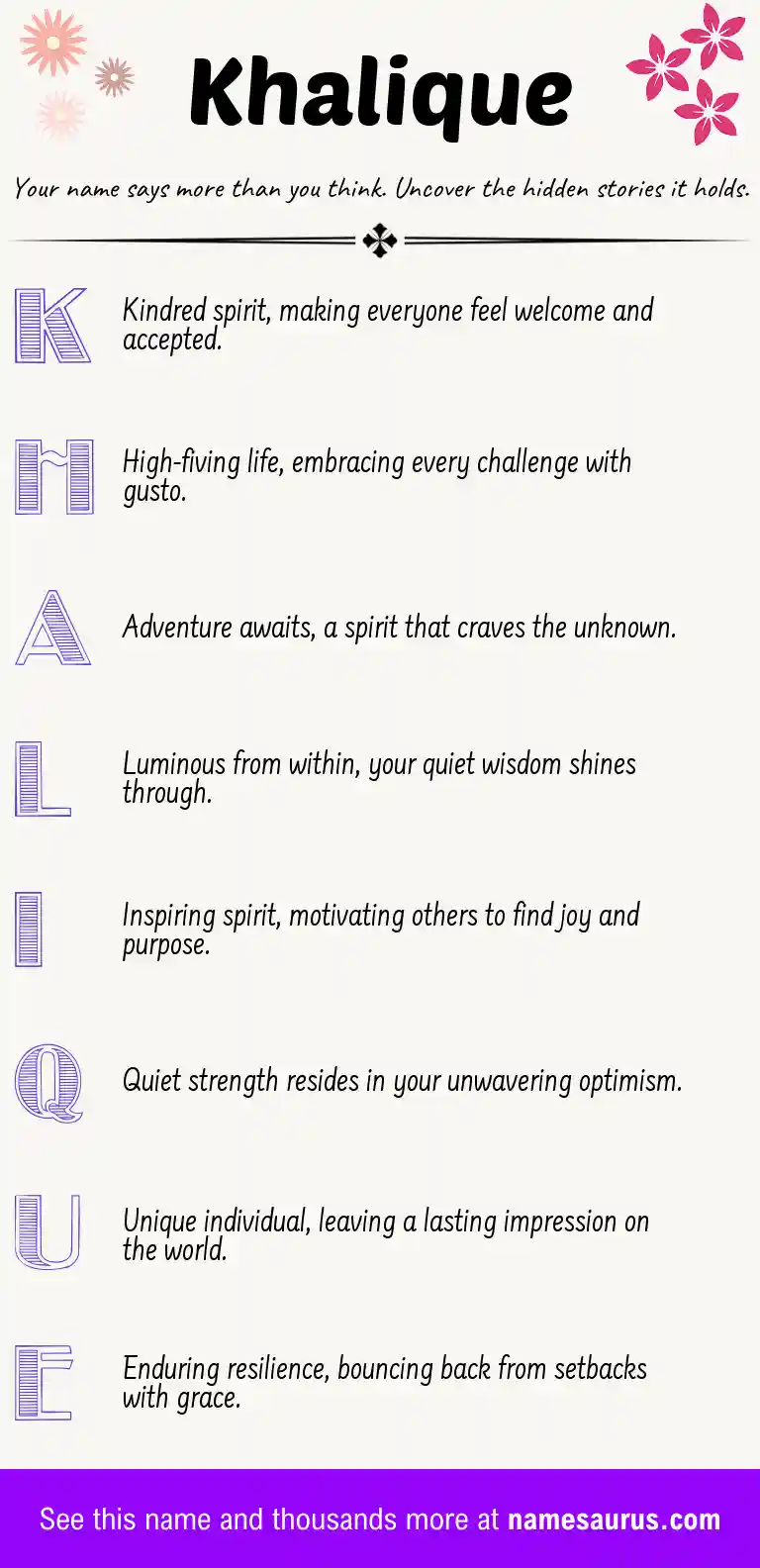 Acrostic poem about Khalique.