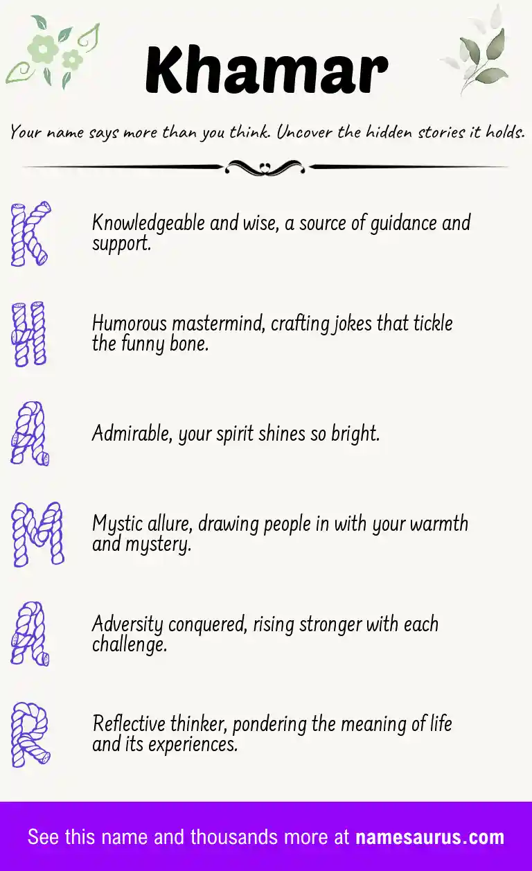 Acrostic poem about Khamar.