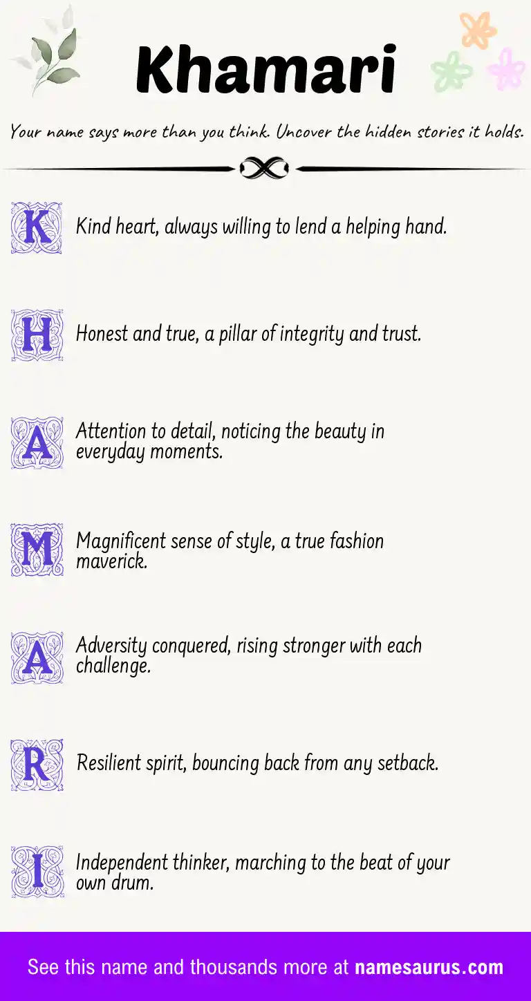 Acrostic poem about Khamari.