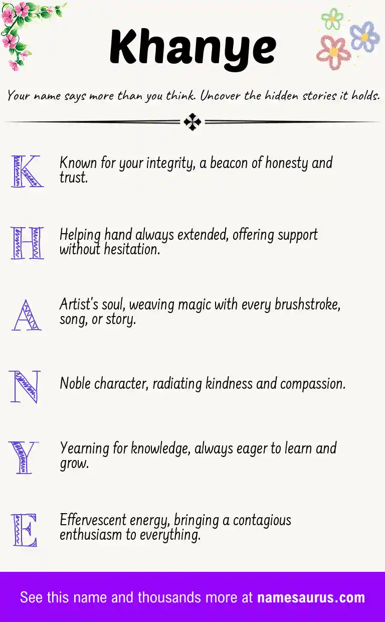 Acrostic poem about Khanye.