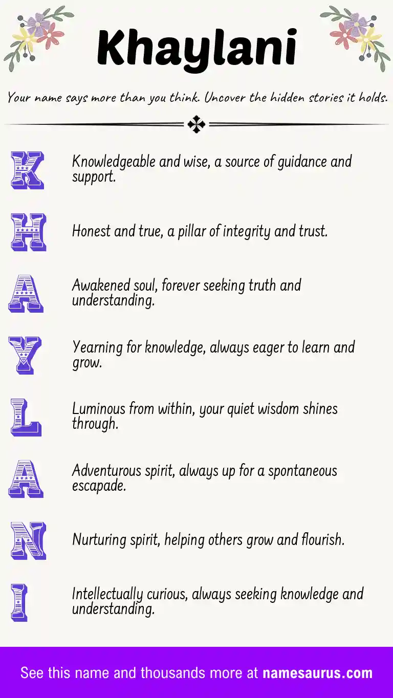 Acrostic poem about Khaylani.