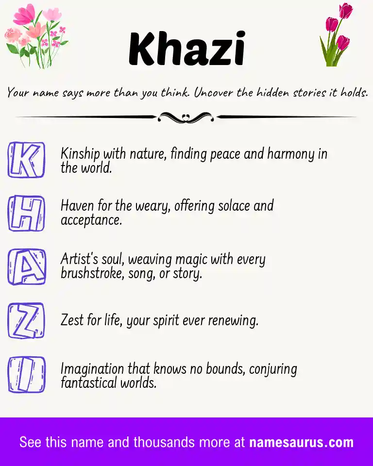 Acrostic poem about Khazi.