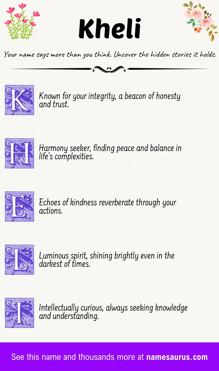 Acrostic poem about Kheli.