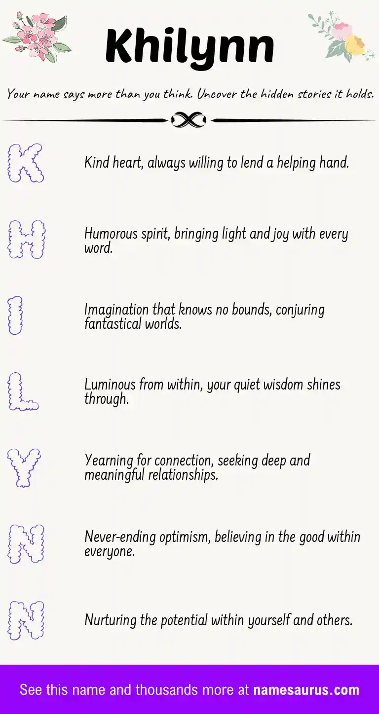 Acrostic poem about Khilynn.