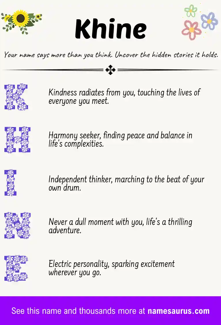 Acrostic poem about Khine.