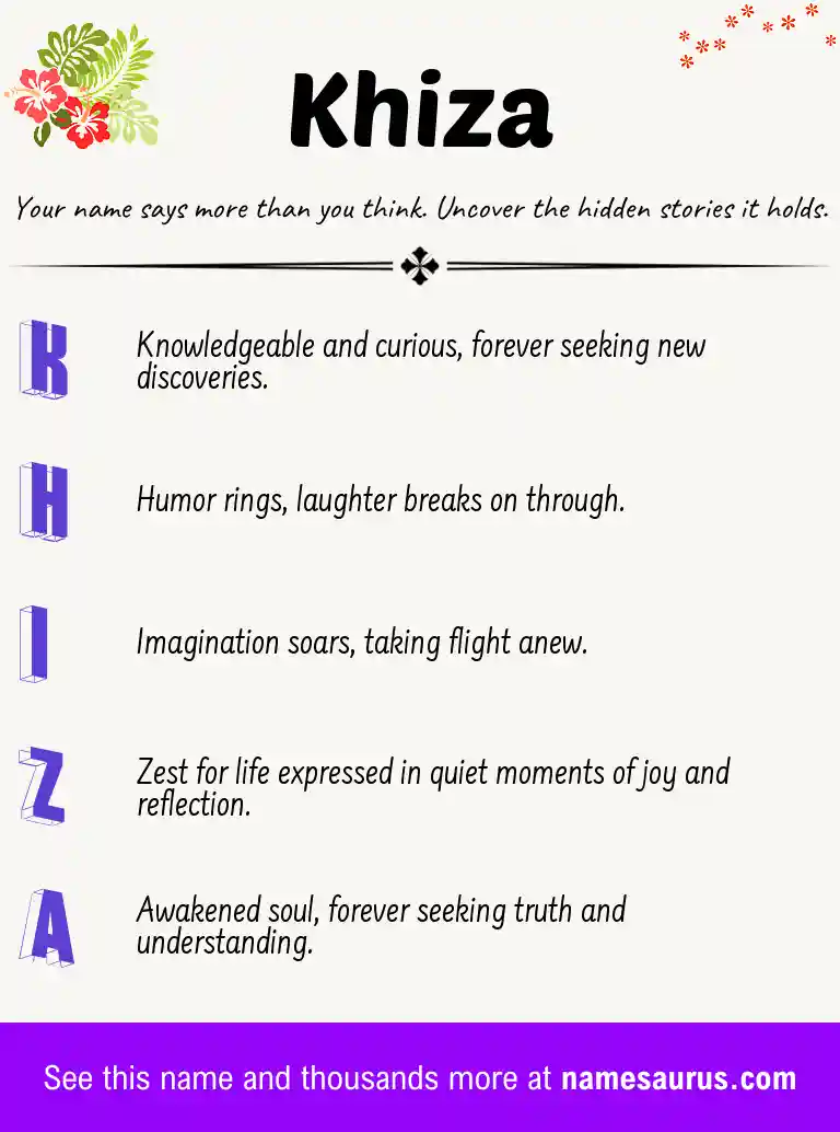 Acrostic poem about Khiza.