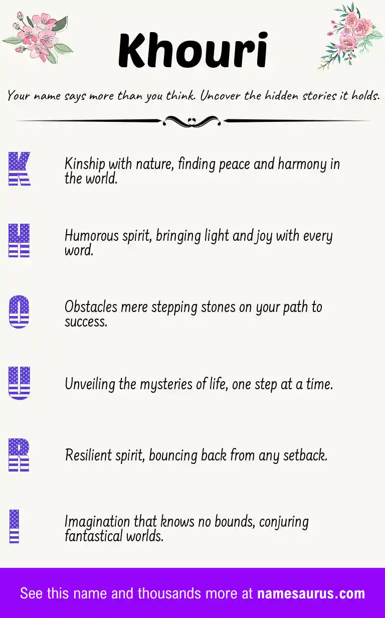 Acrostic poem about Khouri.