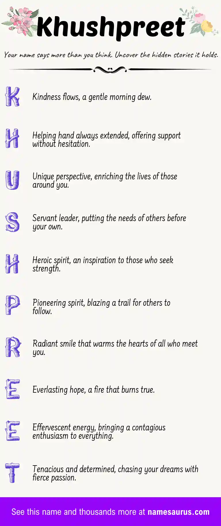 Acrostic poem about Khushpreet.