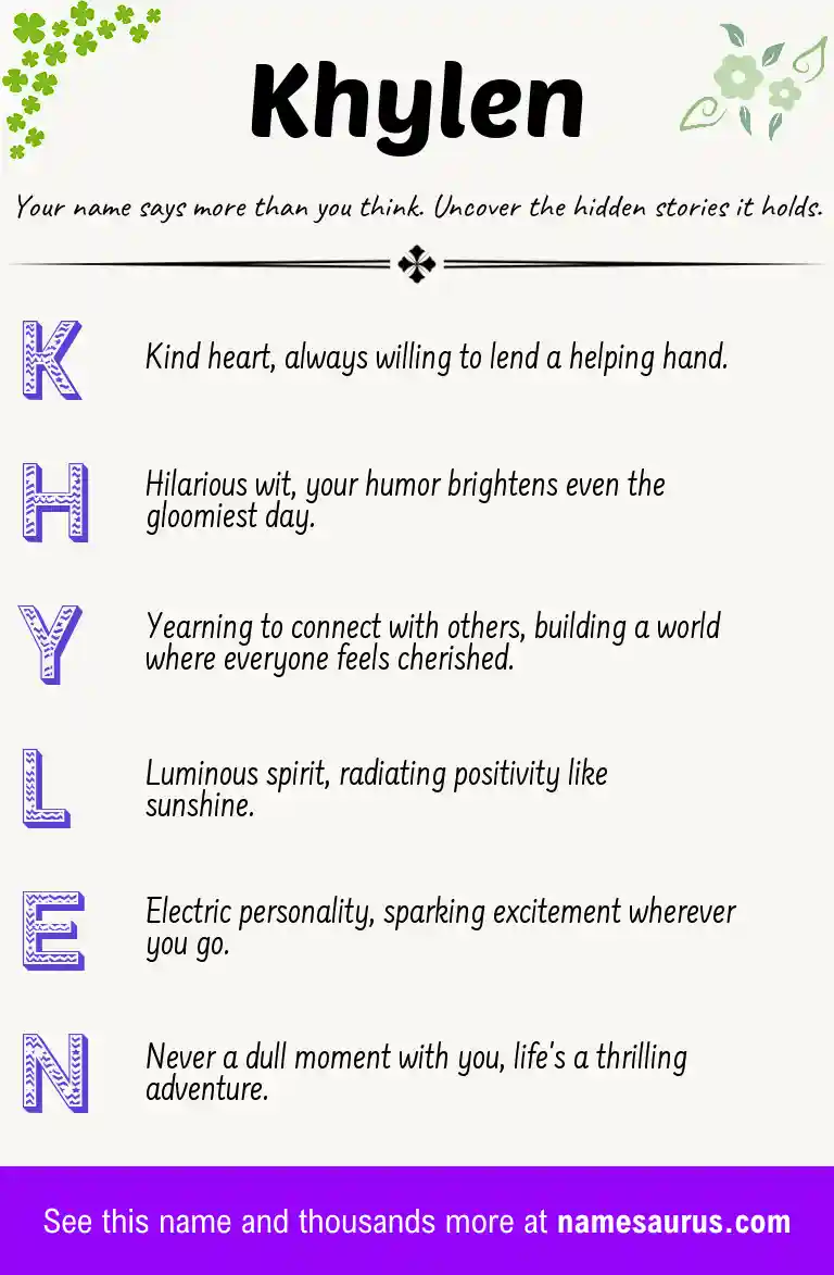 Acrostic poem about Khylen.