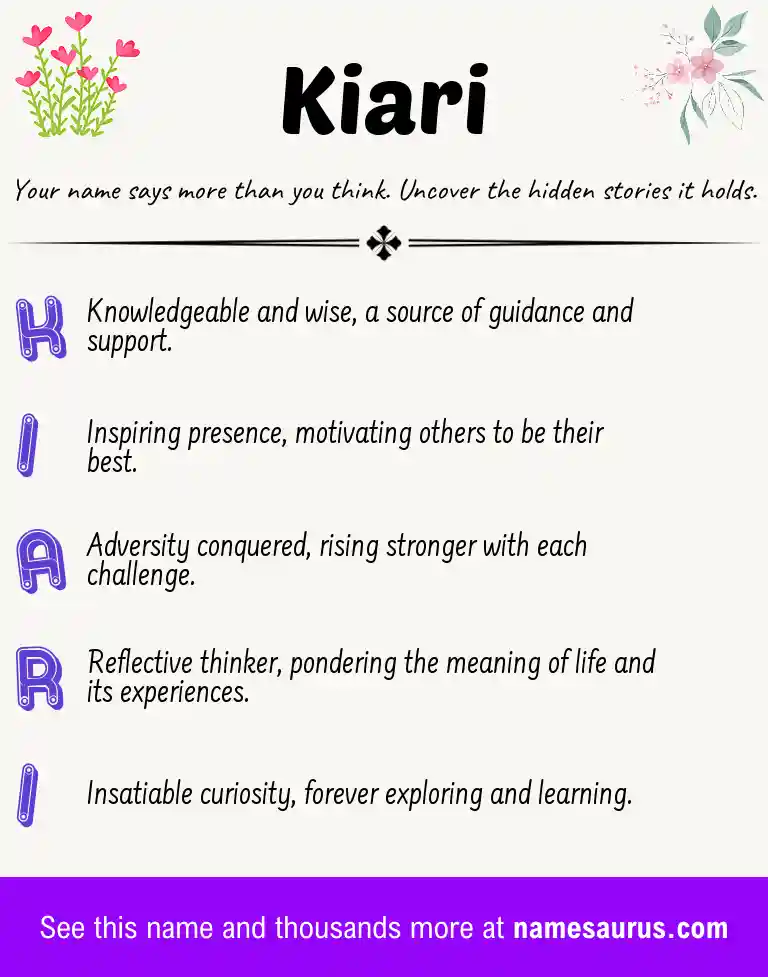 Acrostic poem about Kiari.
