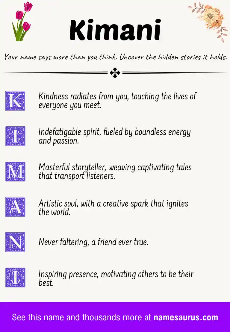 Acrostic poem about Kimani.