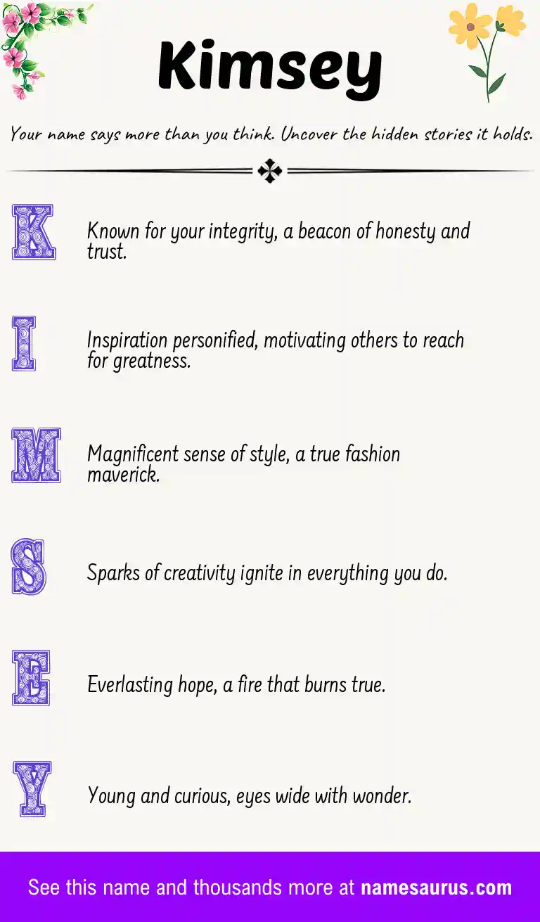 Acrostic poem about Kimsey.