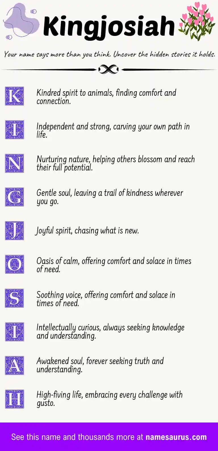 Acrostic poem about Kingjosiah.