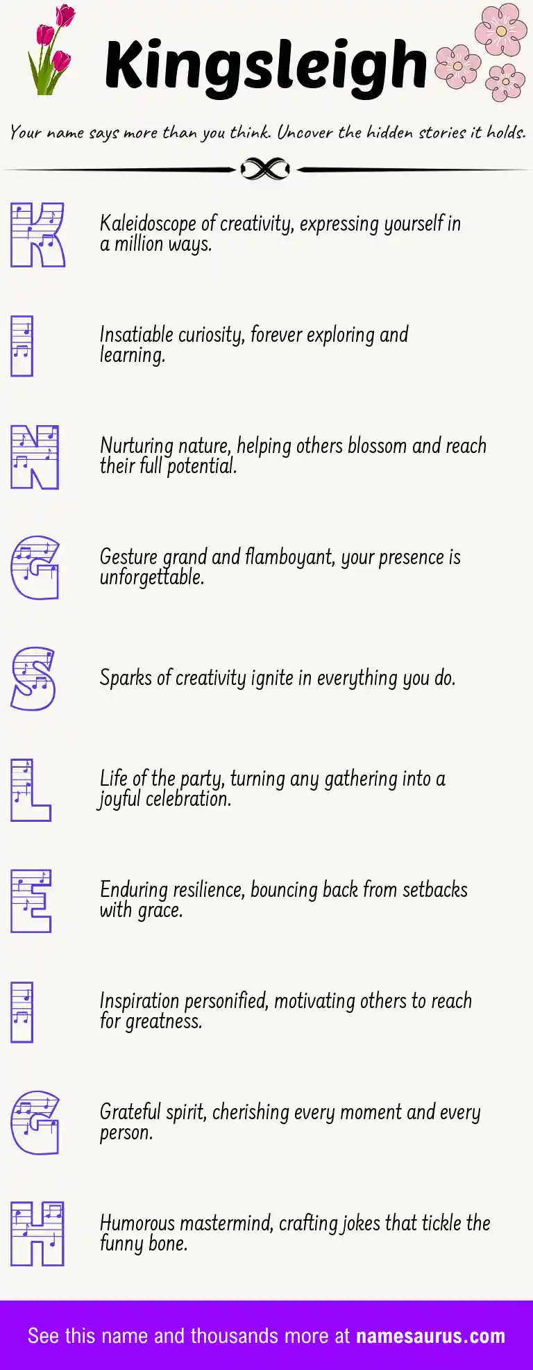Acrostic poem about Kingsleigh.