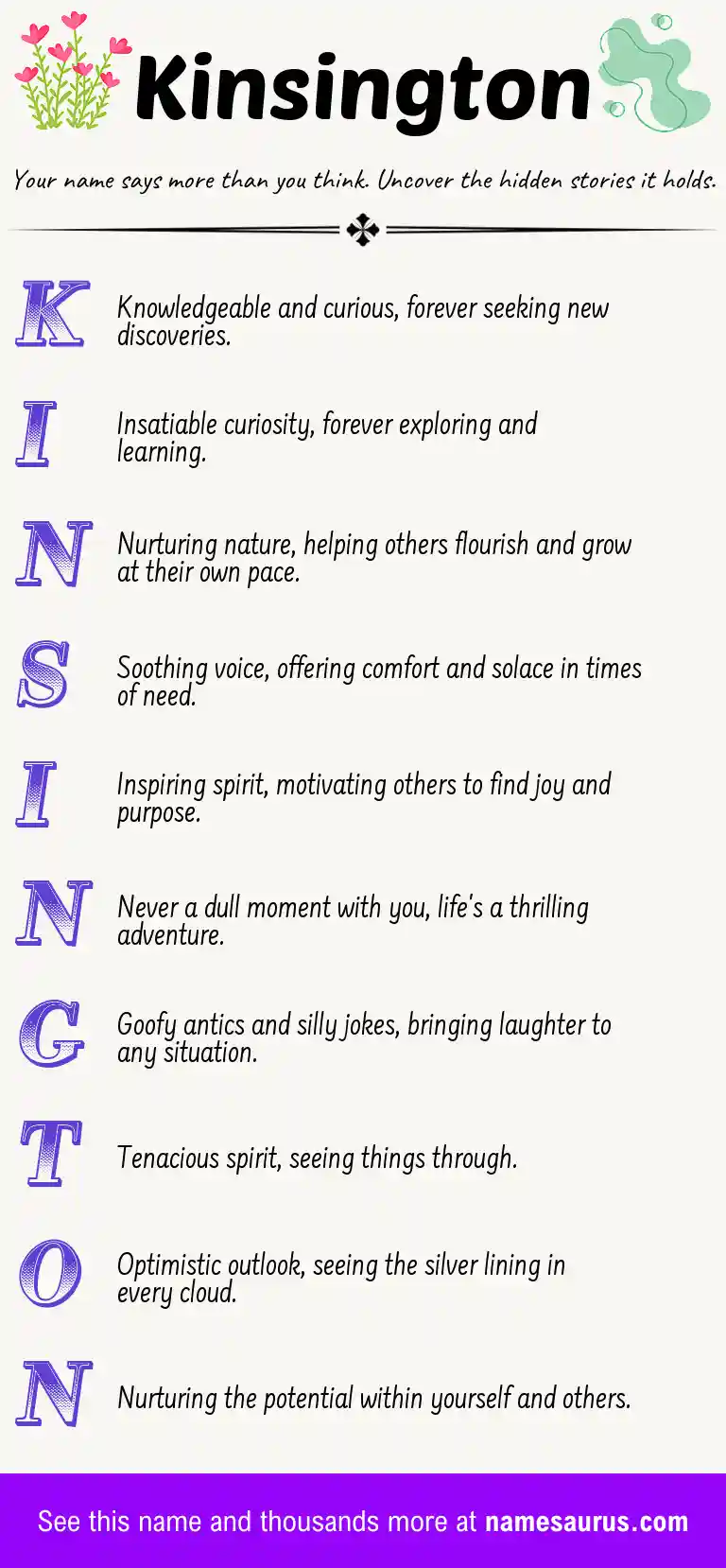 Acrostic poem about Kinsington.