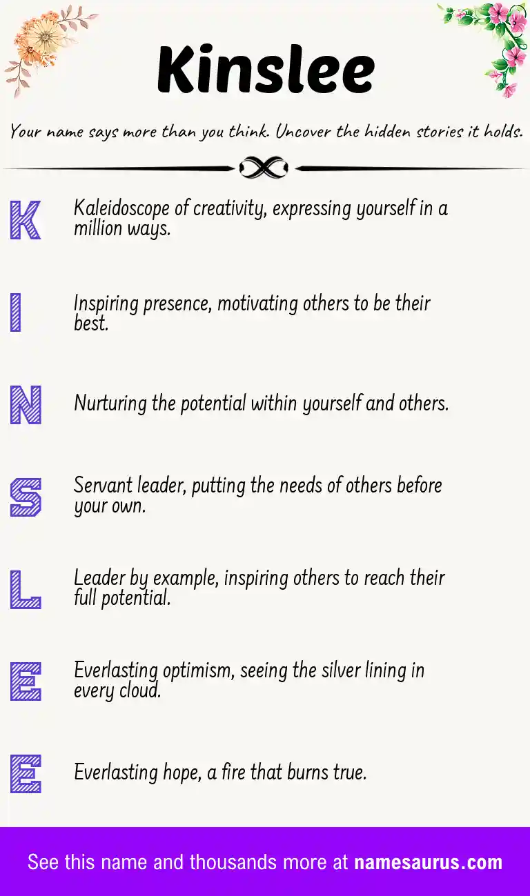 Acrostic poem about Kinslee.