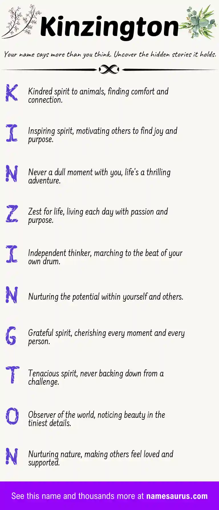 Acrostic poem about Kinzington.