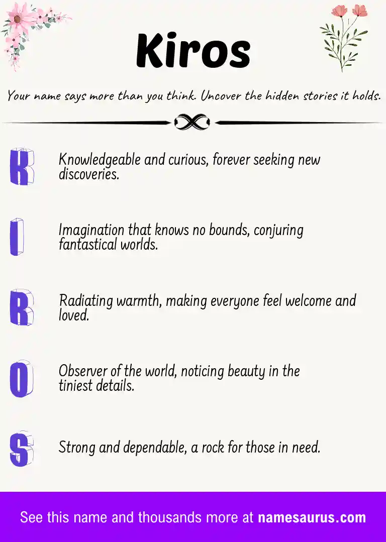 Acrostic poem about Kiros.