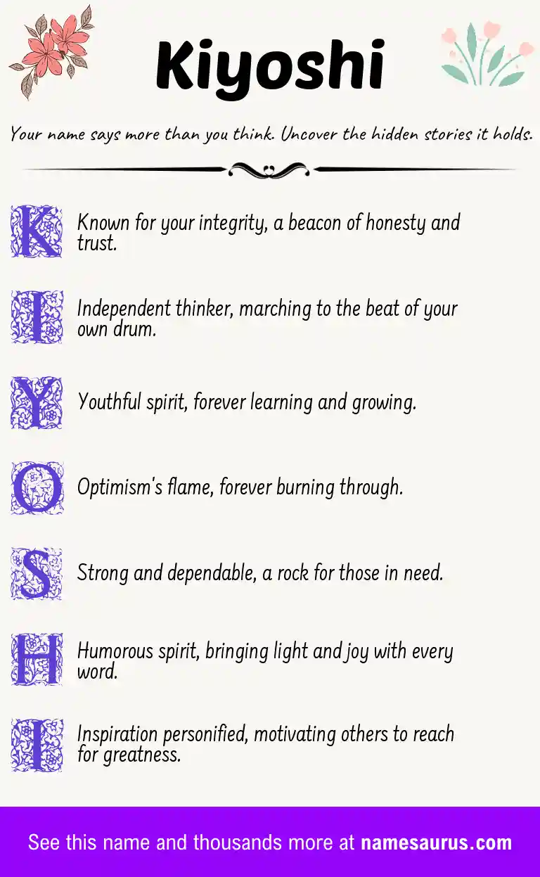 Acrostic poem about Kiyoshi.