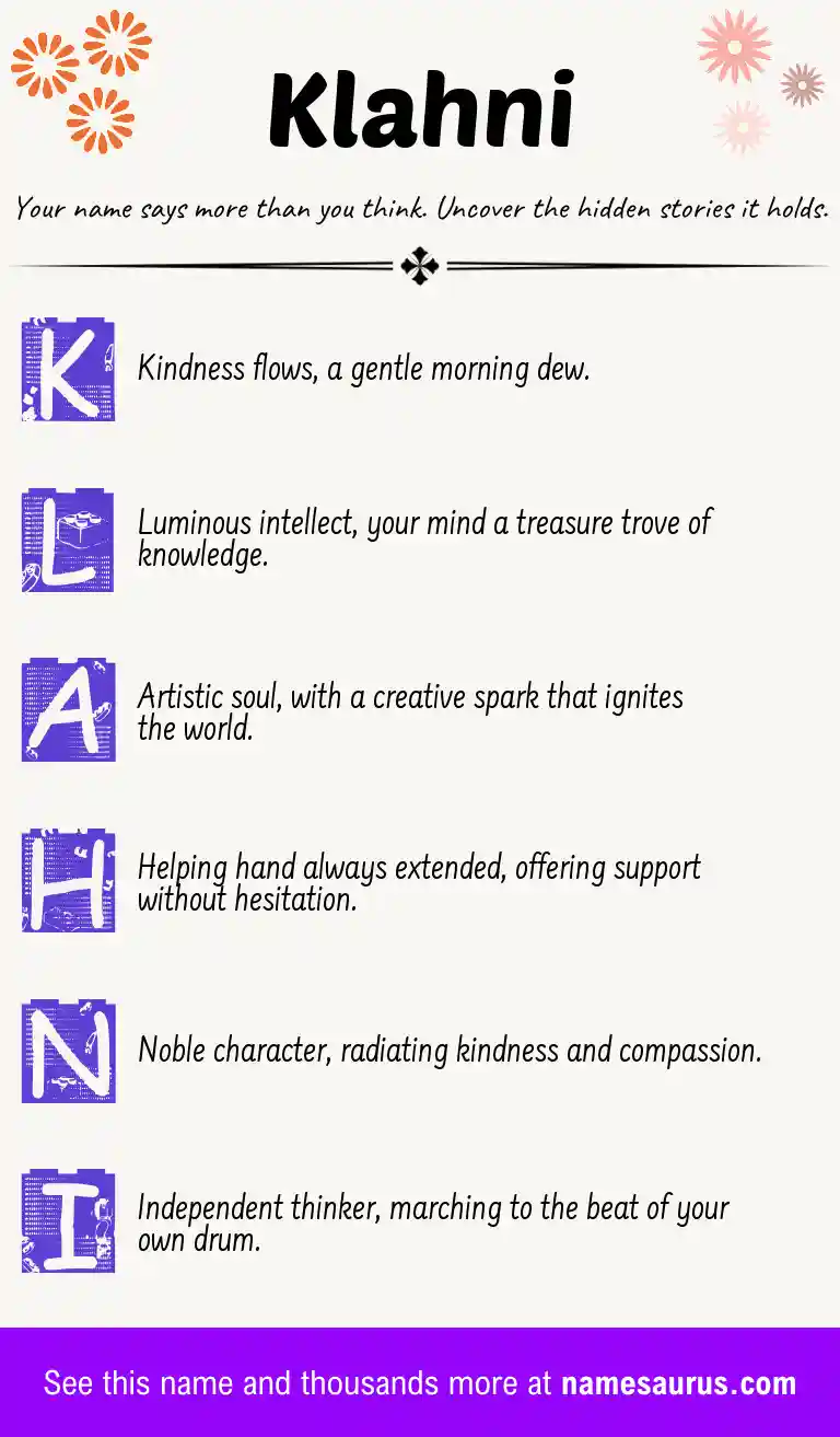 Acrostic poem about Klahni.