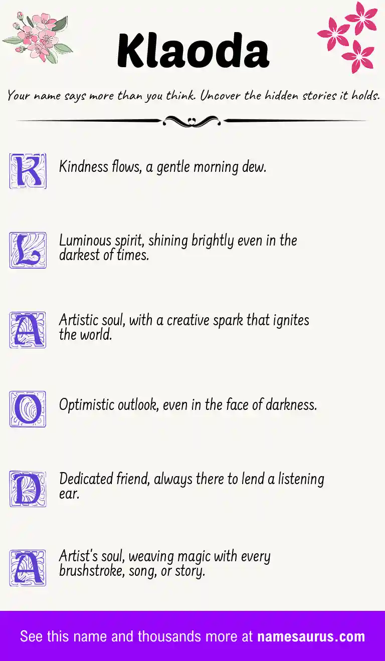 Acrostic poem about Klaoda.