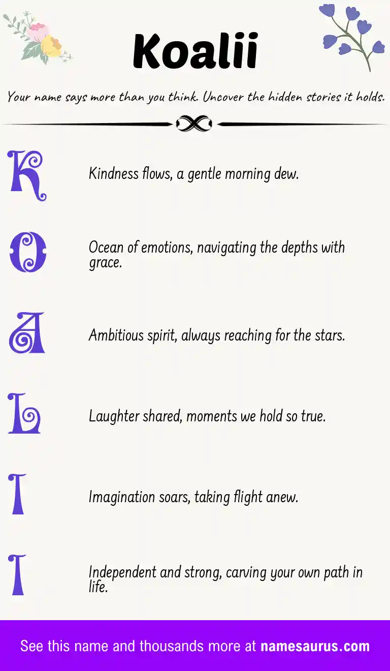 Acrostic poem about Koalii.