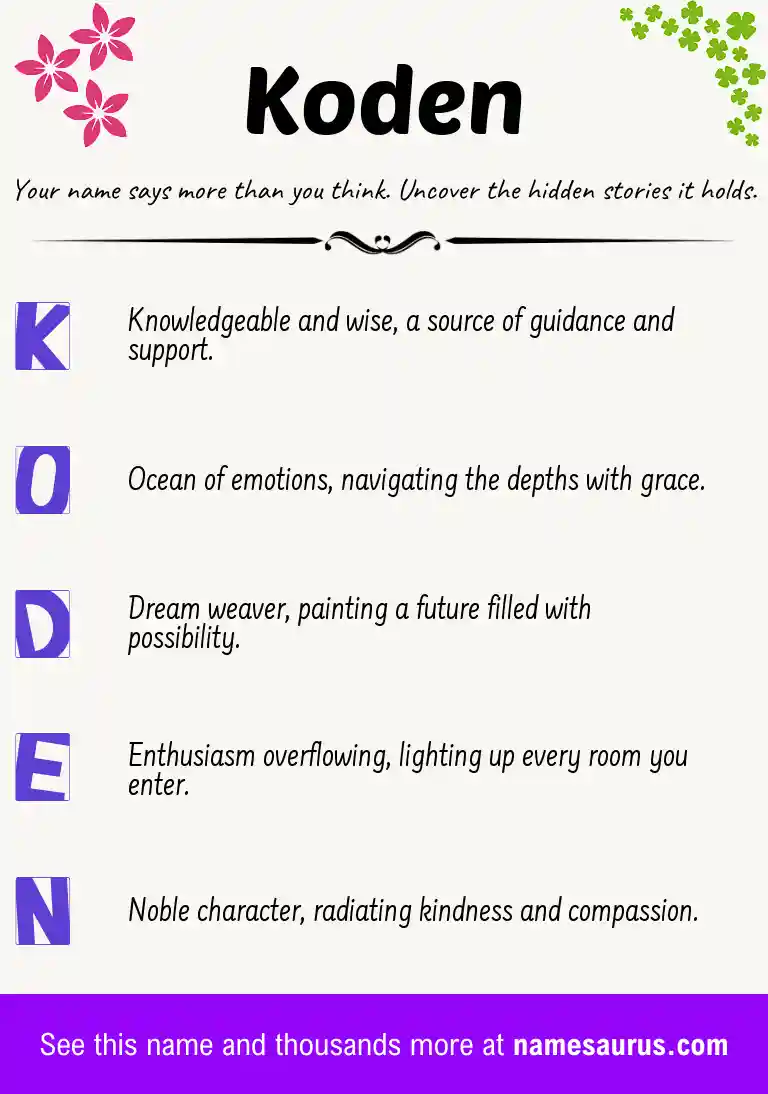 Acrostic poem about Koden.