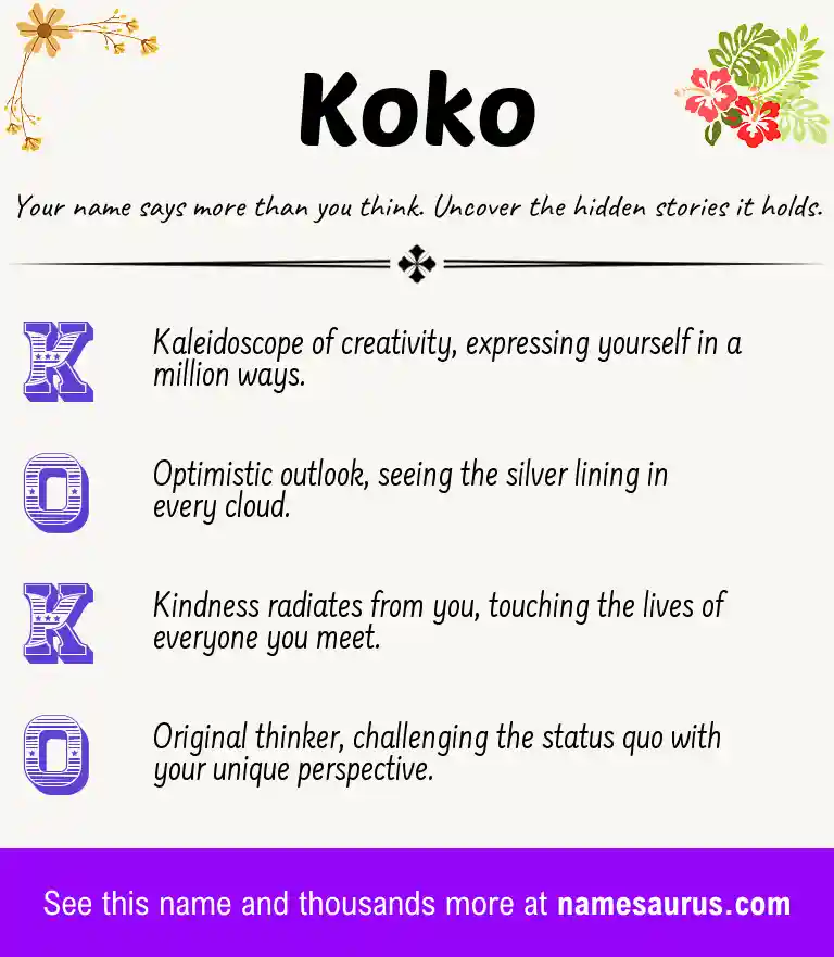 Acrostic poem about Koko.