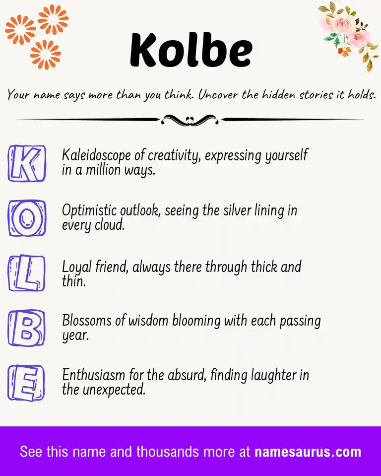 Acrostic poem about Kolbe.