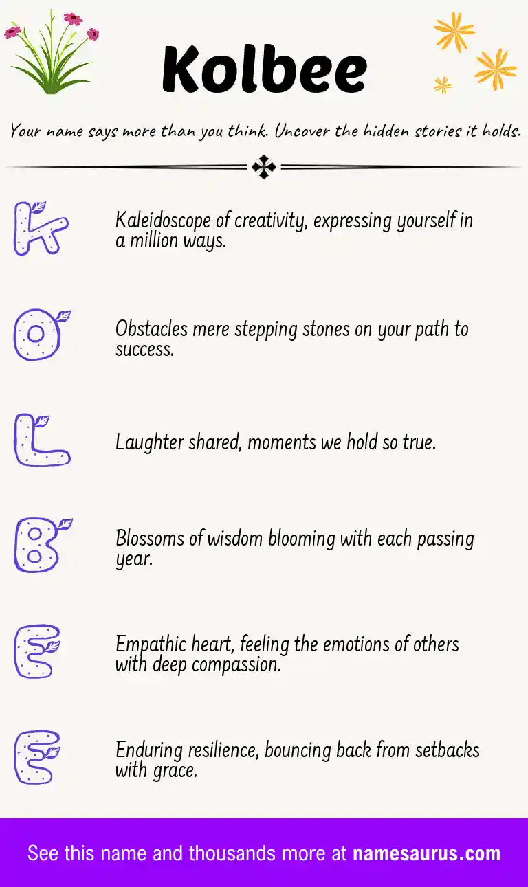 Acrostic poem about Kolbee.