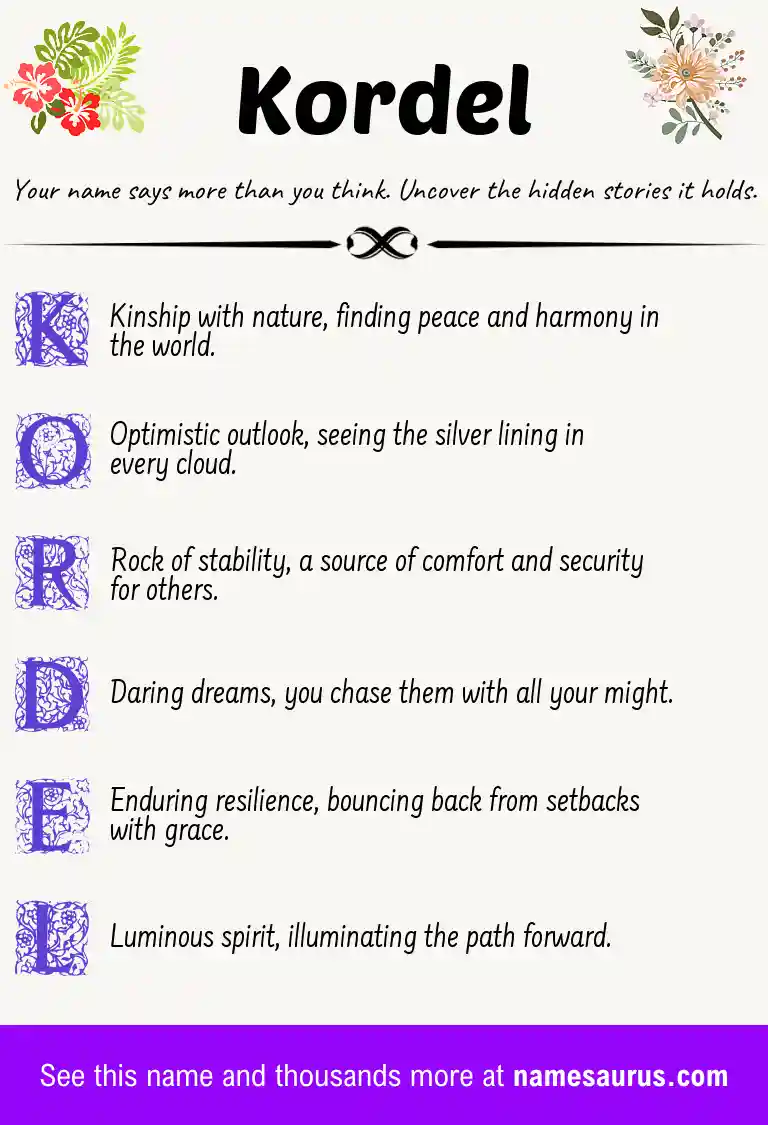 Acrostic poem about Kordel.
