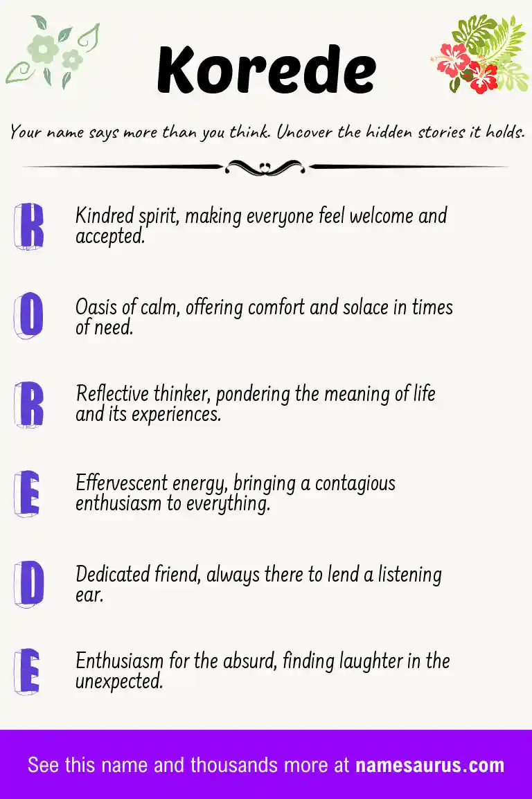 Acrostic poem about Korede.